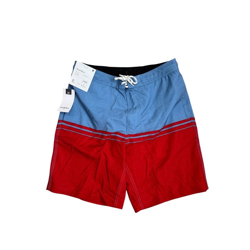 Goodfellow & Co Mens 9" E-Board Shorts Blue Red Colorblock Swim Trunks‎ M NEW